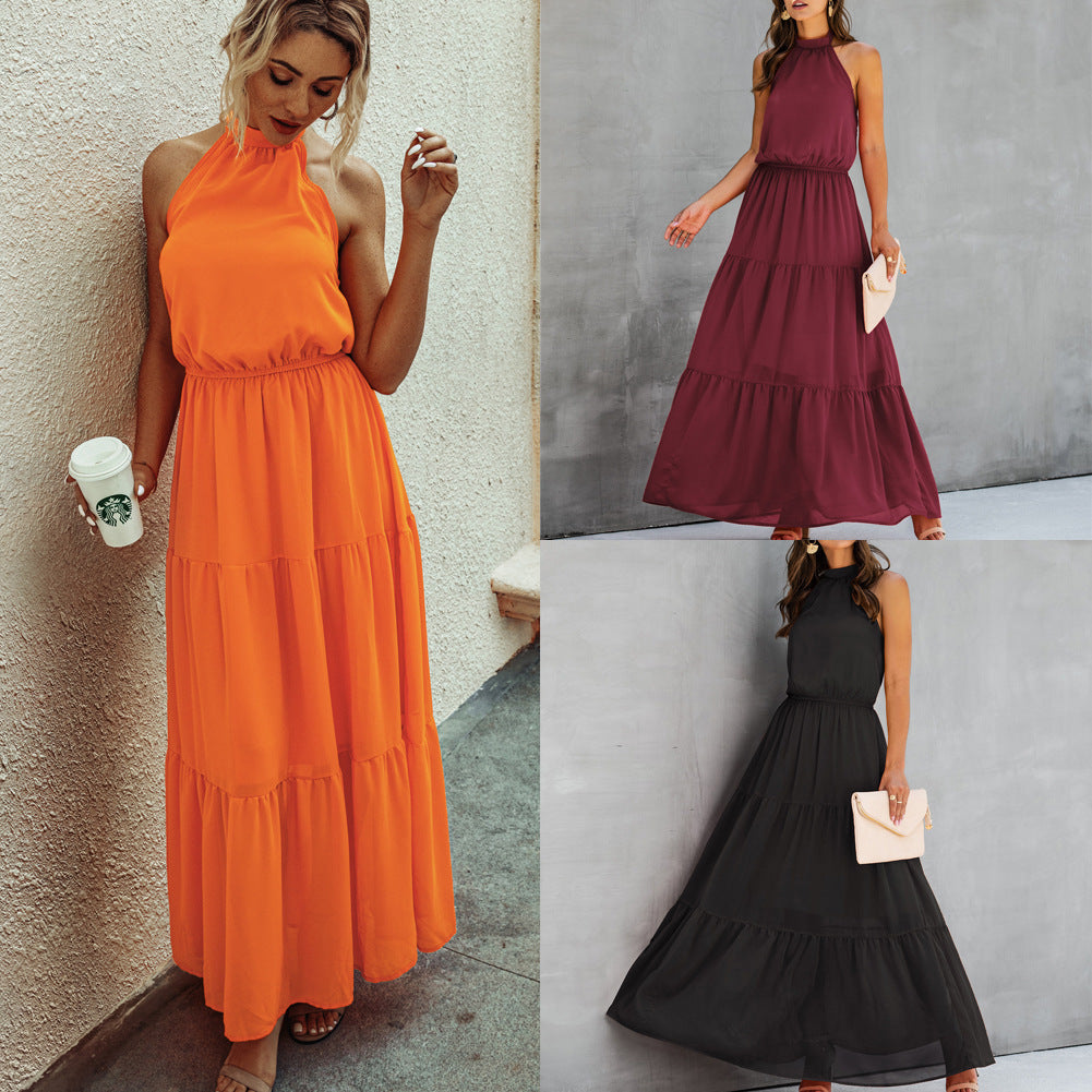 Robe Longue Évasée à Dos Nu